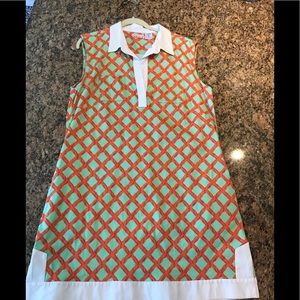 Tizzie green, orange & white shirt dress.